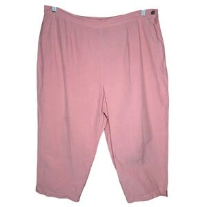 Sigrid Olsen‎ Women's Pink Linen/Silk Blend  Cropped Pants Plus Size 16W Summer
